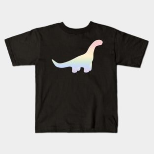 Rainbow Pastel Gradient Dinosaur (Black Background) Kids T-Shirt